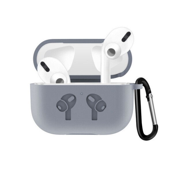 

Чехол для AirPods PRO silicone case logo с карабином gray