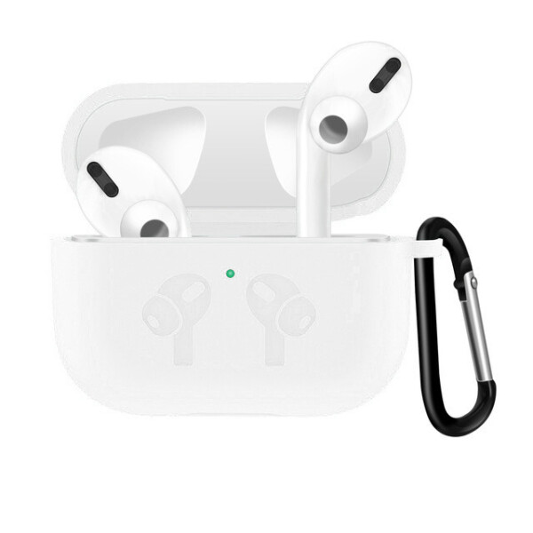 

Чехол для AirPods PRO silicone case logo с карабином white