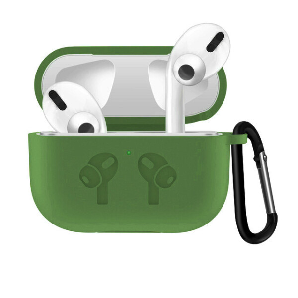 

Чехол для AirPods PRO silicone case logo с карабином olive