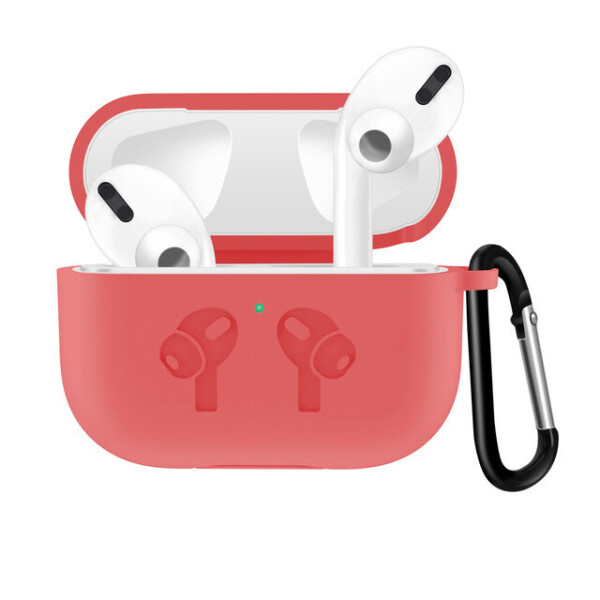 

Чехол для AirPods PRO silicone case logo с карабином red raspberry
