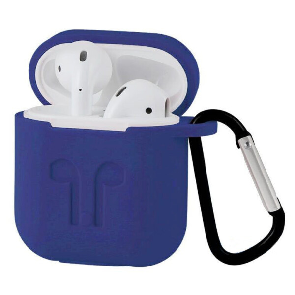 

Чехол для AirPods/AirPods 2 silicone case logo синий с карабином