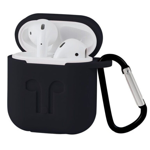 

Чехол для AirPods/AirPods 2 silicone case logo черный с карабином