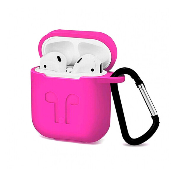 

Чехол для AirPods/AirPods 2 silicone case logo розовый с карабином