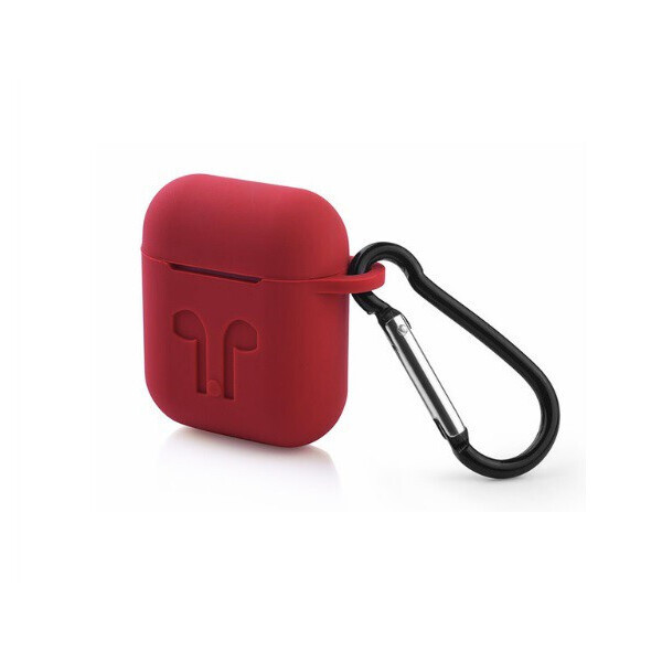 

Чехол для AirPods/AirPods 2 silicone case logo wine red с карабином