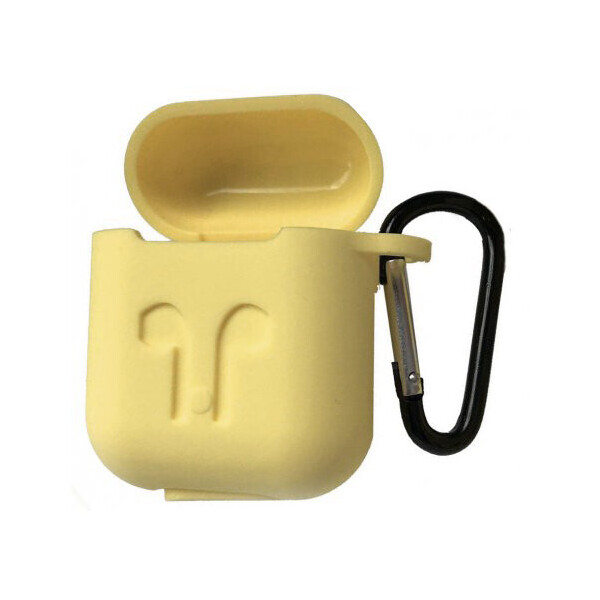 

Чехол для AirPods/AirPods 2 silicone case logo лимонный с карабином