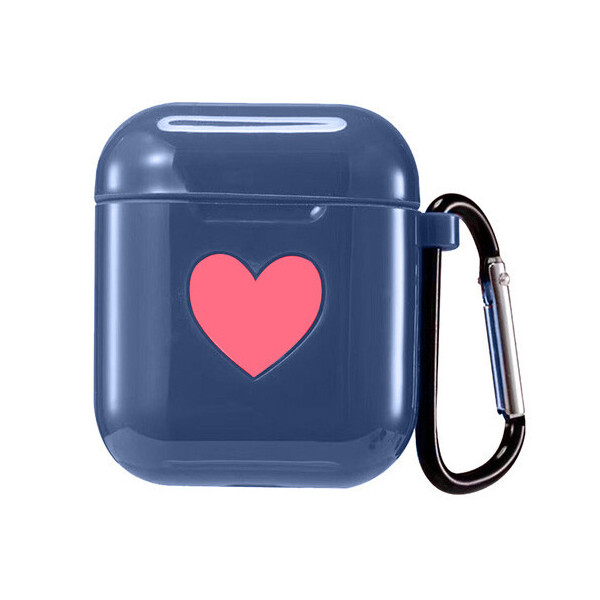 

Чехол для AirPods/AirPods 2 silicone case Love с карабином blue