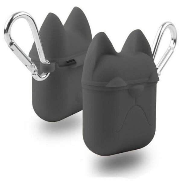 

Чехол для AirPods silicone case Dog серый с карабином