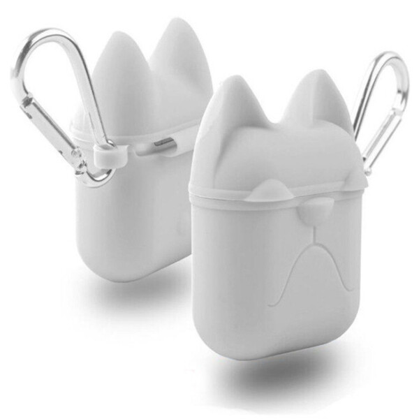 

Чехол для AirPods/AirPods 2 silicone case Dog белый с карабином