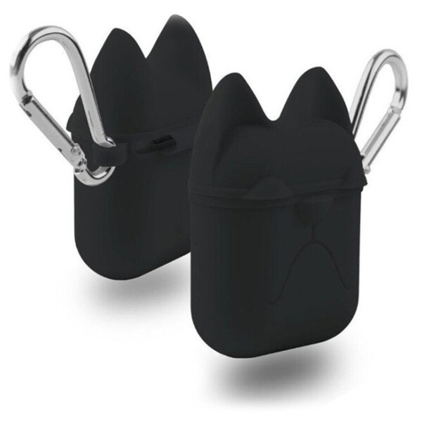 

Чехол для AirPods/AirPods 2 silicone case Dog черный с карабином