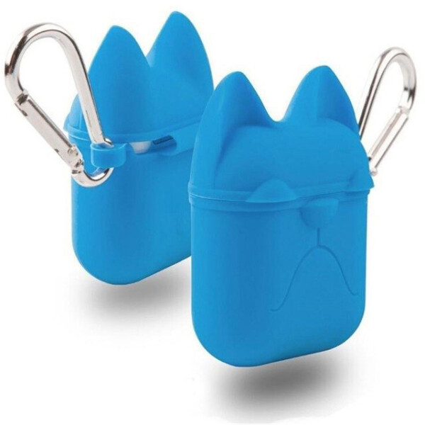 

Чехол для AirPods/AirPods 2 silicone case Dog ocean blue с карабином