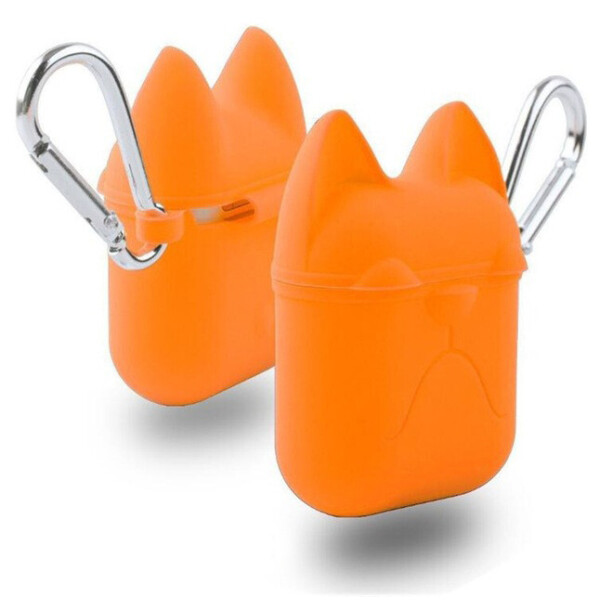 

Чехол для AirPods/AirPods 2 silicone case Dog оранжевый с карабином