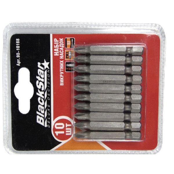 

Биты Ph1x50 мм, TORSION, S2-сталь, 10шт, BlackStar 90-10188