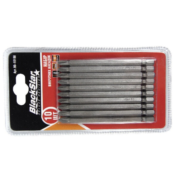 

Биты Ph2x90 мм, TORSION, S2-сталь, 10шт, BlackStar 90-10198