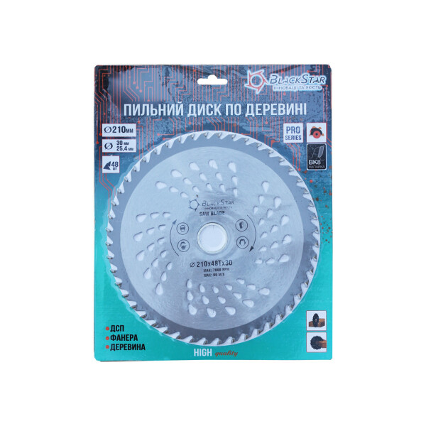 

Диск пильный BLACK STAR 210*30*48Z (кольцо 25,4мм) 33-21048