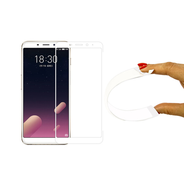 

Гнущееся Защитное 5D cтекло Nano Flexible для Meizu M6s белый|Полное покрытие|Мейзу М6с