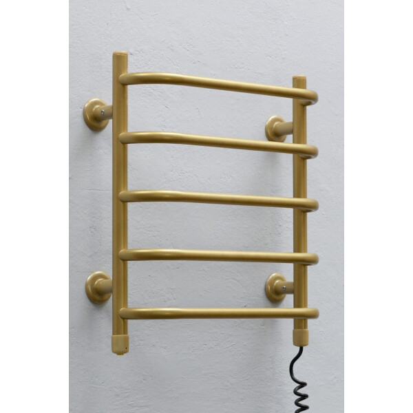 

Полотенцесушитель ТЕПЛЫЙ МИР Стеир золото металлик правосторонний с кнопочным регулятором мощности "Зима-Лето"