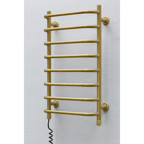 

Полотенцесушитель ТЕПЛЫЙ МИР Стеир плюс 45 золото металл левосторонний кнопочным регуляторомМощностиЗима-Лето