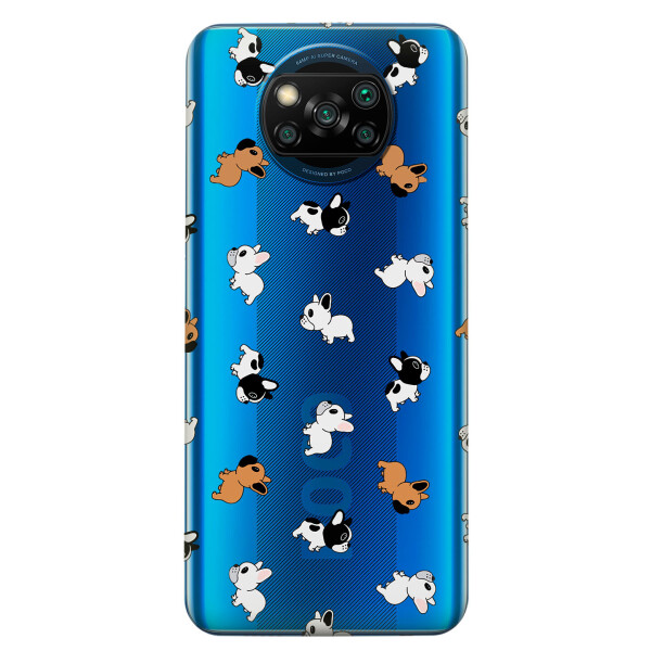 

Xiaomi Poco X3 чехол из прозрачного силикона с рисунком - Французские бульдоги (KS6864)