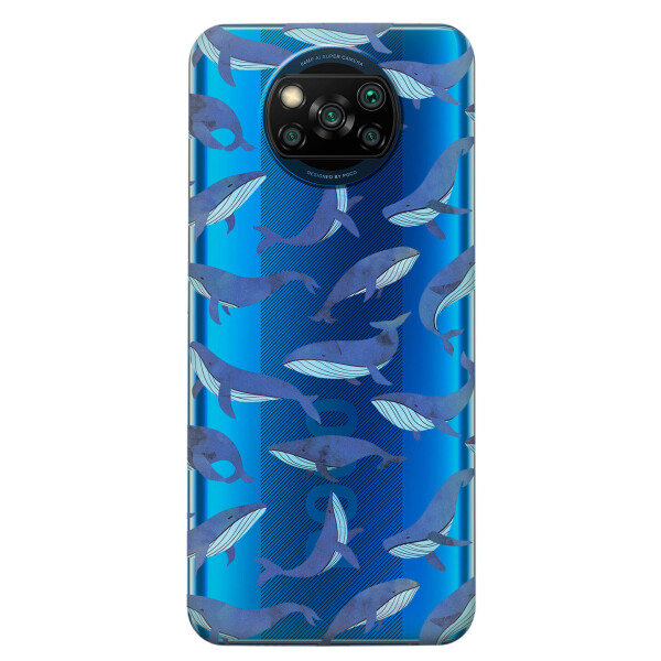 

Xiaomi Poco X3 чехол из прозрачного силикона с рисунком - Киты (KS6834)