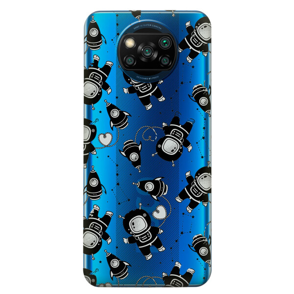 

Xiaomi Poco X3 чехол из прозрачного силикона с рисунком - Космонавты (KS6819)