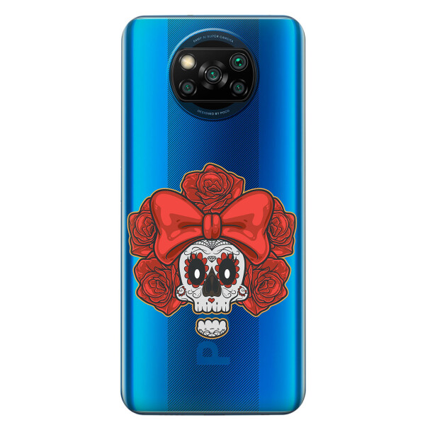 

Xiaomi Poco X3 чехол из прозрачного силикона с рисунком - Готический череп (KS6854)
