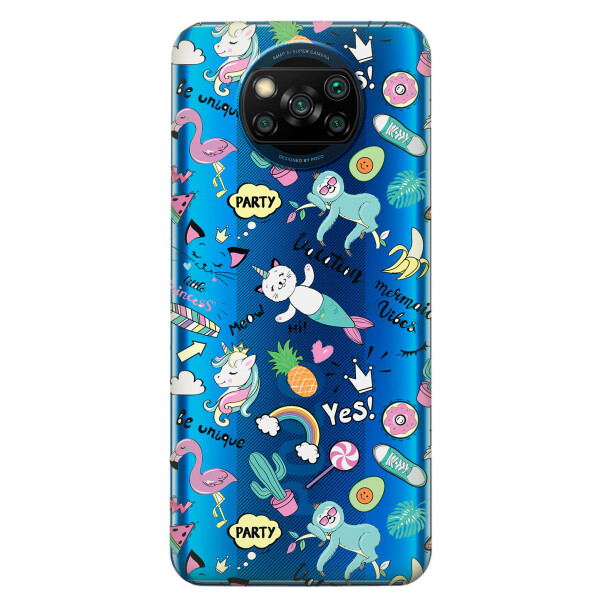 

Xiaomi Poco X3 чехол из прозрачного силикона с рисунком - Летнее настроение (KS6822)