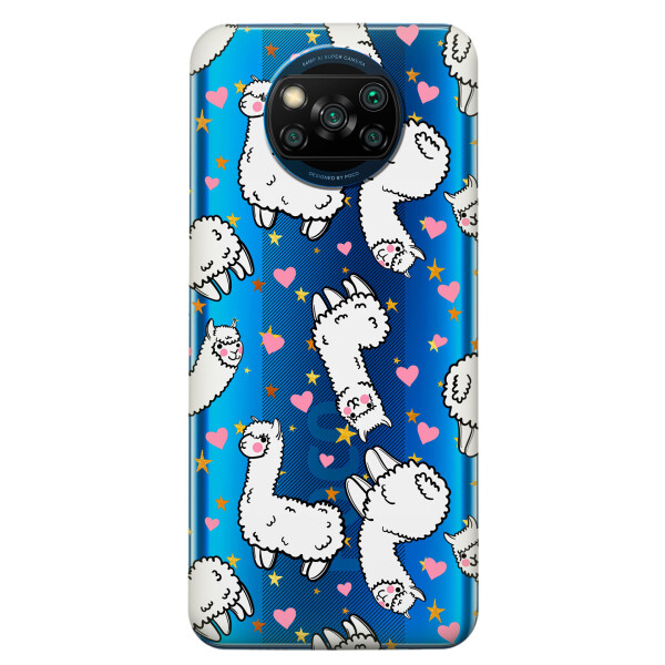 

Xiaomi Poco X3 чехол из прозрачного силикона с рисунком - Ламы (KS6847)