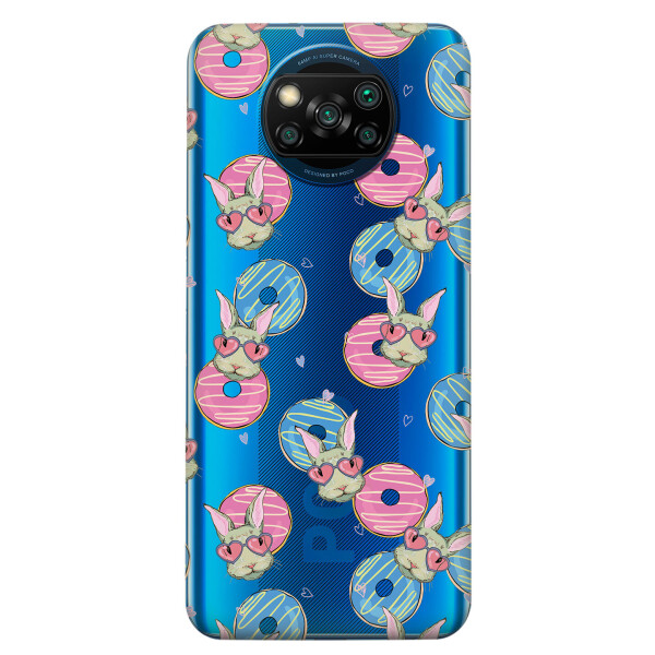 

Xiaomi Poco X3 чехол из прозрачного силикона с рисунком - Зайчики (KS6805)