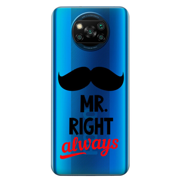 

Xiaomi Poco X3 чехол из прозрачного силикона с рисунком - Mr Right (KS6870)