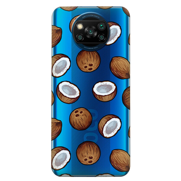 

Xiaomi Poco X3 чехол из прозрачного силикона с рисунком - Кокосы (KS6814)