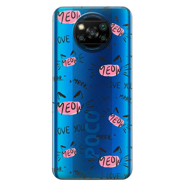 

Xiaomi Poco X3 чехол из прозрачного силикона с рисунком - Кошачьи мордочки (KS6811)