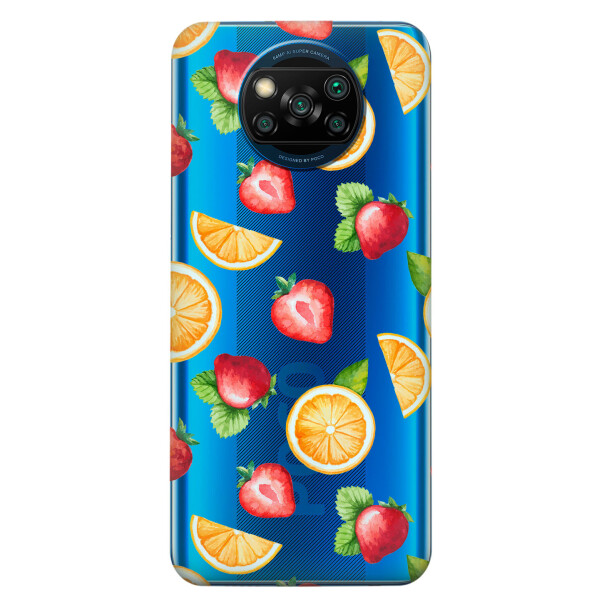

Xiaomi Poco X3 чехол из прозрачного силикона с рисунком - Фруктовый дизайн (KS6845)