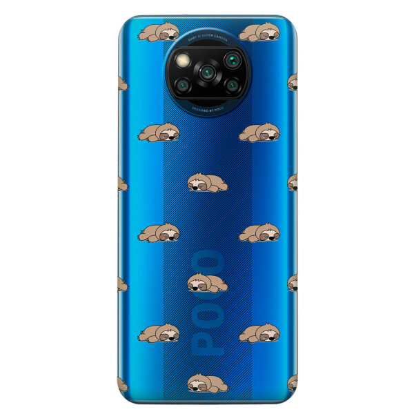 

Xiaomi Poco X3 чехол из прозрачного силикона с рисунком - Спящие ленивцы (KS6866)