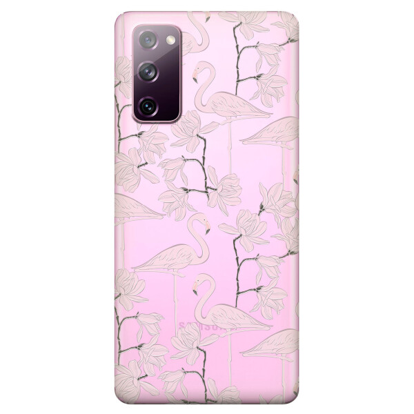 

Прозрачный силиконовый чехол OKcovers для Samsung Galaxy S20 FE с рисунком - Розовые фламинго (KS6689)