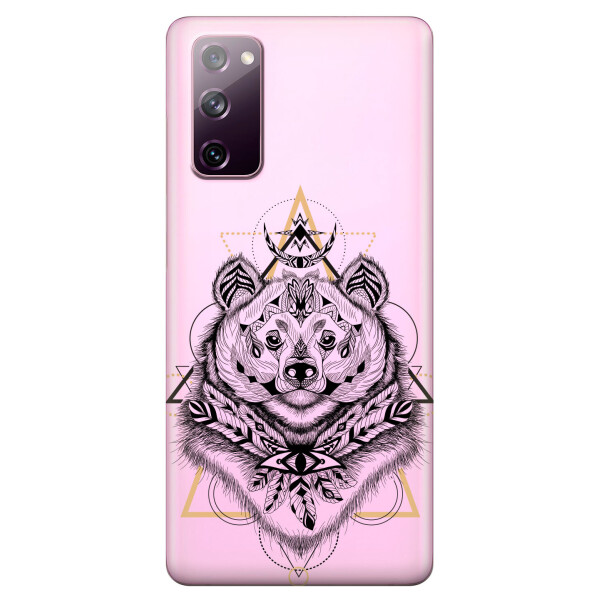 

Прозрачный силиконовый чехол OKcovers для Samsung Galaxy S20 FE с рисунком - Медведь индеец (KS6709)