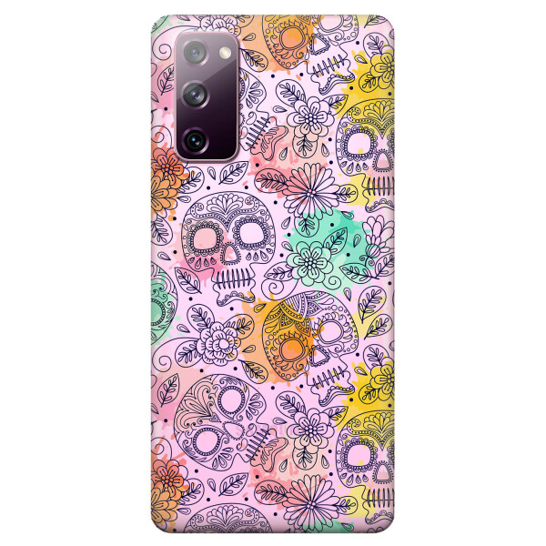 

Прозрачный силиконовый чехол OKcovers для Samsung Galaxy S20 FE с рисунком - Красочные черепа (KS6696)