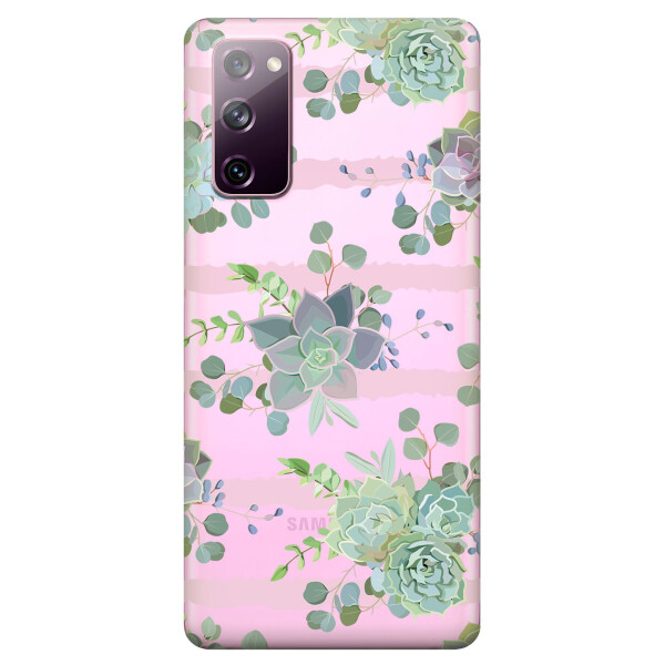 

Прозрачный силиконовый чехол OKcovers для Samsung Galaxy S20 FE с рисунком - Суккуленты (KS6666)