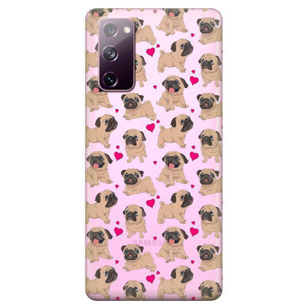 

Прозрачный силиконовый чехол OKcovers для Samsung Galaxy S20 FE с рисунком - Влюбленные мопсы (KS6703)