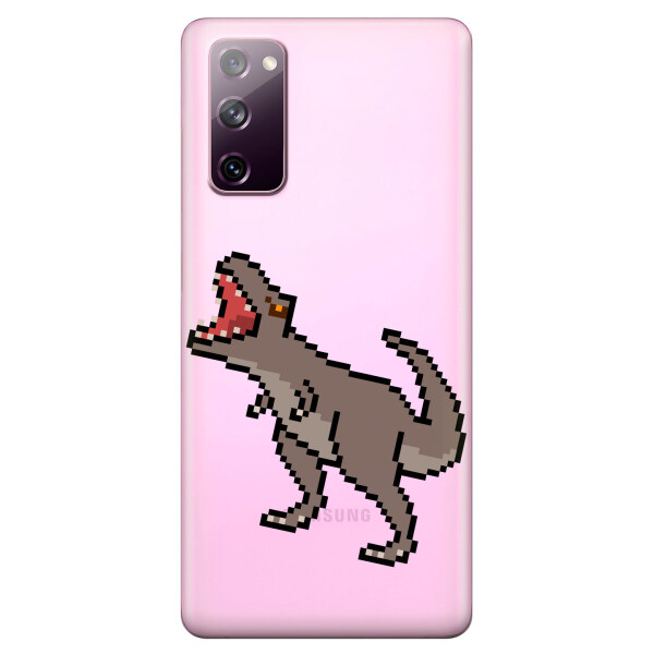 

Прозрачный силиконовый чехол OKcovers для Samsung Galaxy S20 FE с рисунком - Пиксельный динозавр (KS6700)