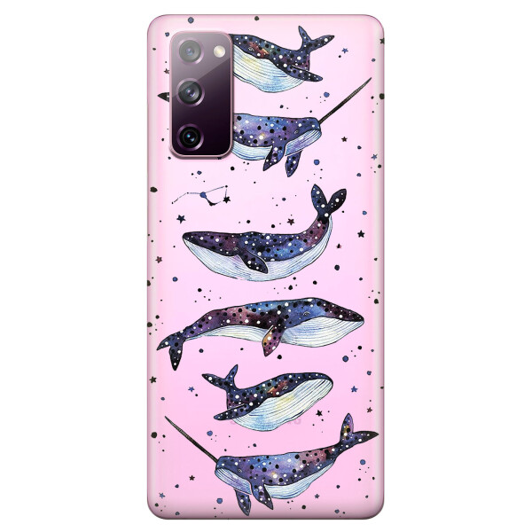 

Прозрачный силиконовый чехол OKcovers для Samsung Galaxy S20 FE с рисунком - Киты Единороги (KS6719)