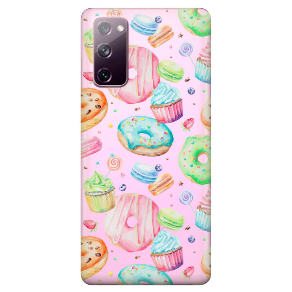 

Прозрачный силиконовый чехол OKcovers для Samsung Galaxy S20 FE с рисунком - Пончики (KS6680)