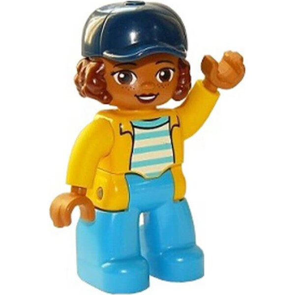 

LEGO DUPLO Duplo Figure Lego Ville, Female, Dark Azure Legs, Reddish Brown Hair and Dark Blue Cap (47394pb266)