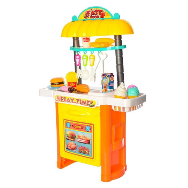 

Детская кухня, игровой набор "Бургерная" с аксессуарами, Hong chuan sheng toys, разноцветная.