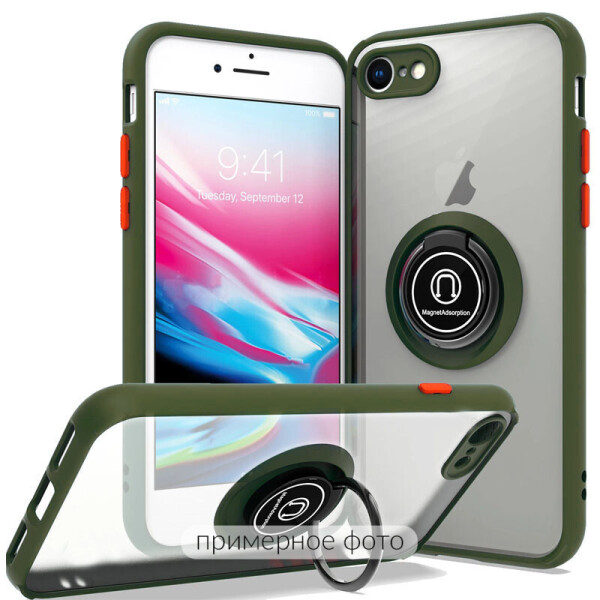 

TPU+PC чехол Deen ColorEdgingRing for Magnet для Realme C15 (Оливковый) (1058390)