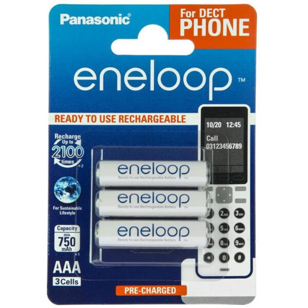 

Аккумулятор PANASONIC Eneloop AAA 750mAh NI-MH Dect Series * 3 (BK-4MCCE/3DE)