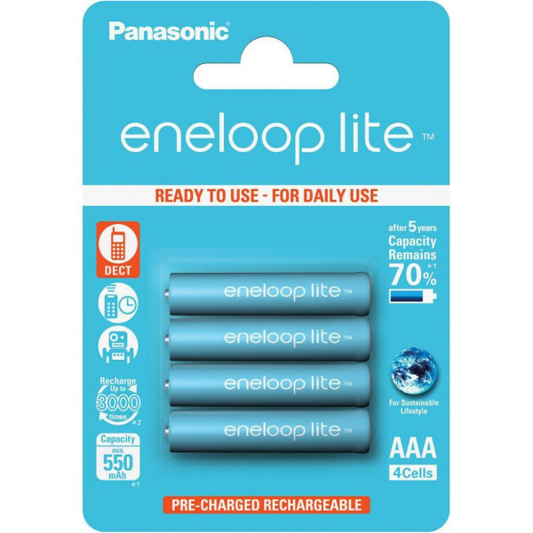 

Аккумулятор PANASONIC Eneloop Lite AAA 550mAh NI-MH * 4 (BK-4LCCE/4BE)