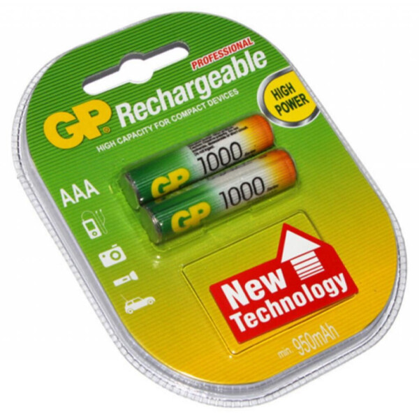 

Аккумулятор AAA R3 1000mAh 2шт. GP (GP100AAAHC-2PL2)