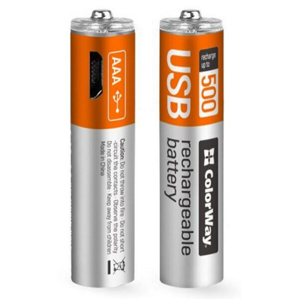 

Аккумулятор ColorWay AAA micro USB 400 mAh * 2 (CW-UBAAA-01)