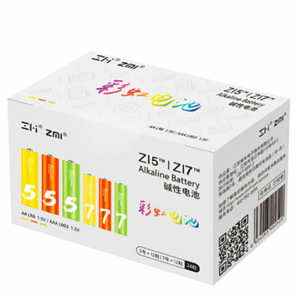 

Батарейка ZMi AA ZI5 * 12 + AAA ZI7 * 12 Rainbow batteries set (Ф16358)