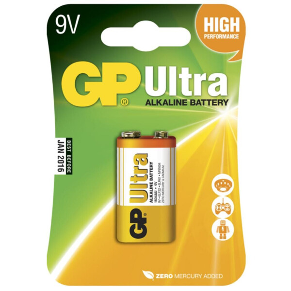 

Батарейка GP Крона Ultra Alcaline 6LF22 9V * 1 (GP1604AU-5UE1)